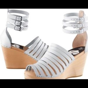 Swedish Hasbeens X H&M leather clog wedge